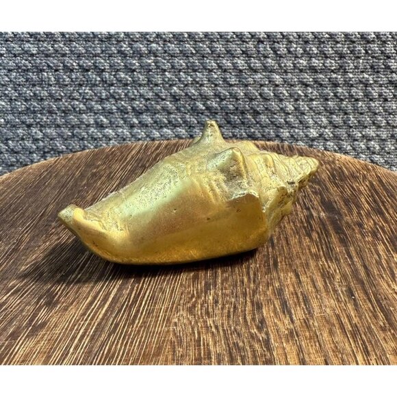 Brass Conch Shell Nautical Seashell Beach Ocean Heavy 3” Paperweight - Picture 3 of 6